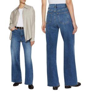 NWT Frame Le Slim Palazzo Frayed Hem Straight Leg Stretch Jeans Blue Size: 28